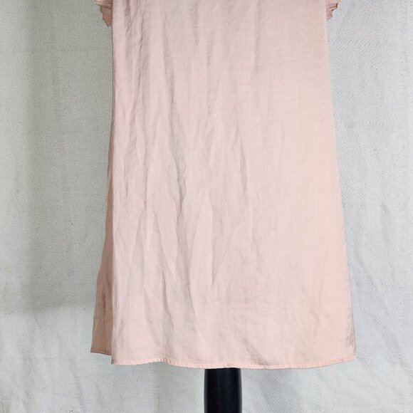 Massimo Blush Pink Ruffle Cap Sleeve Keyhole Front and Back Poly Top Size XS - Picture 9 of 16
